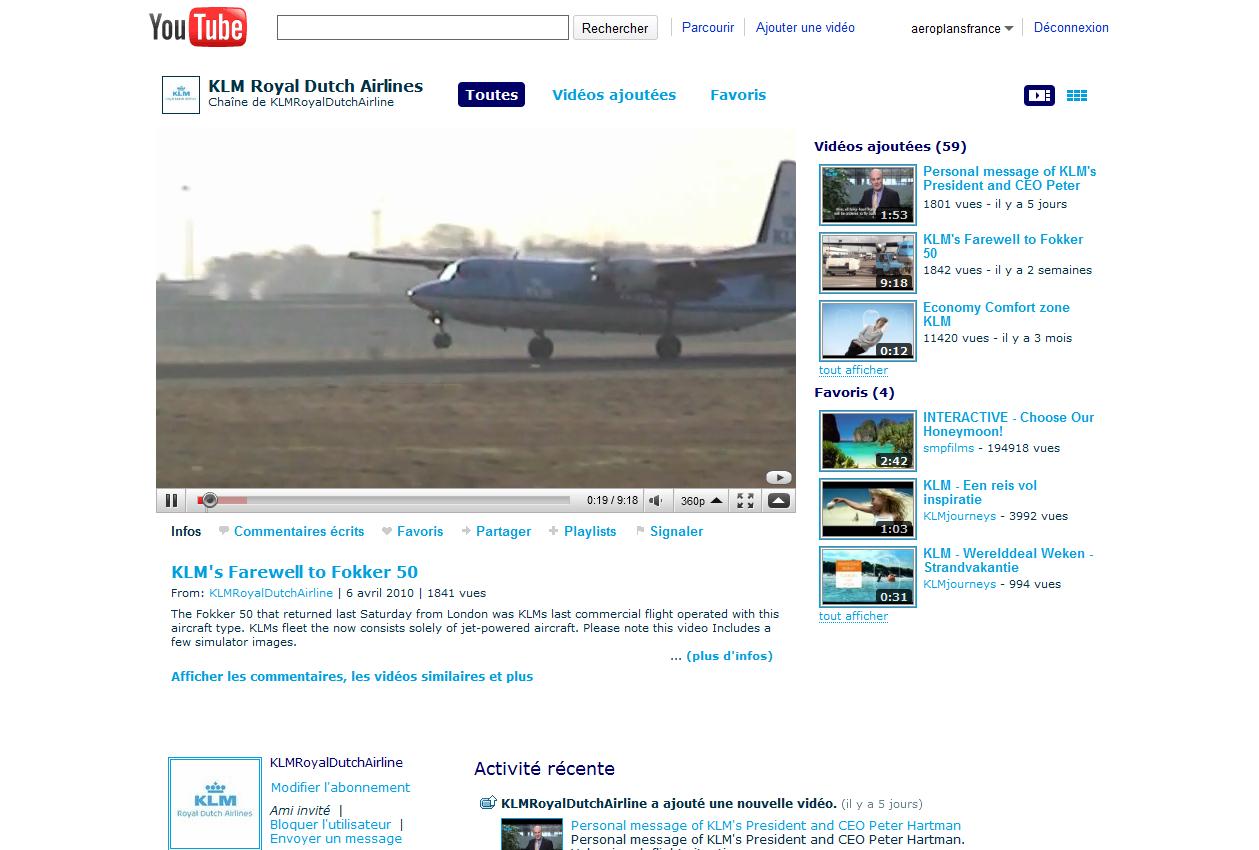 Aeroplans - Chaine You Tube KLM