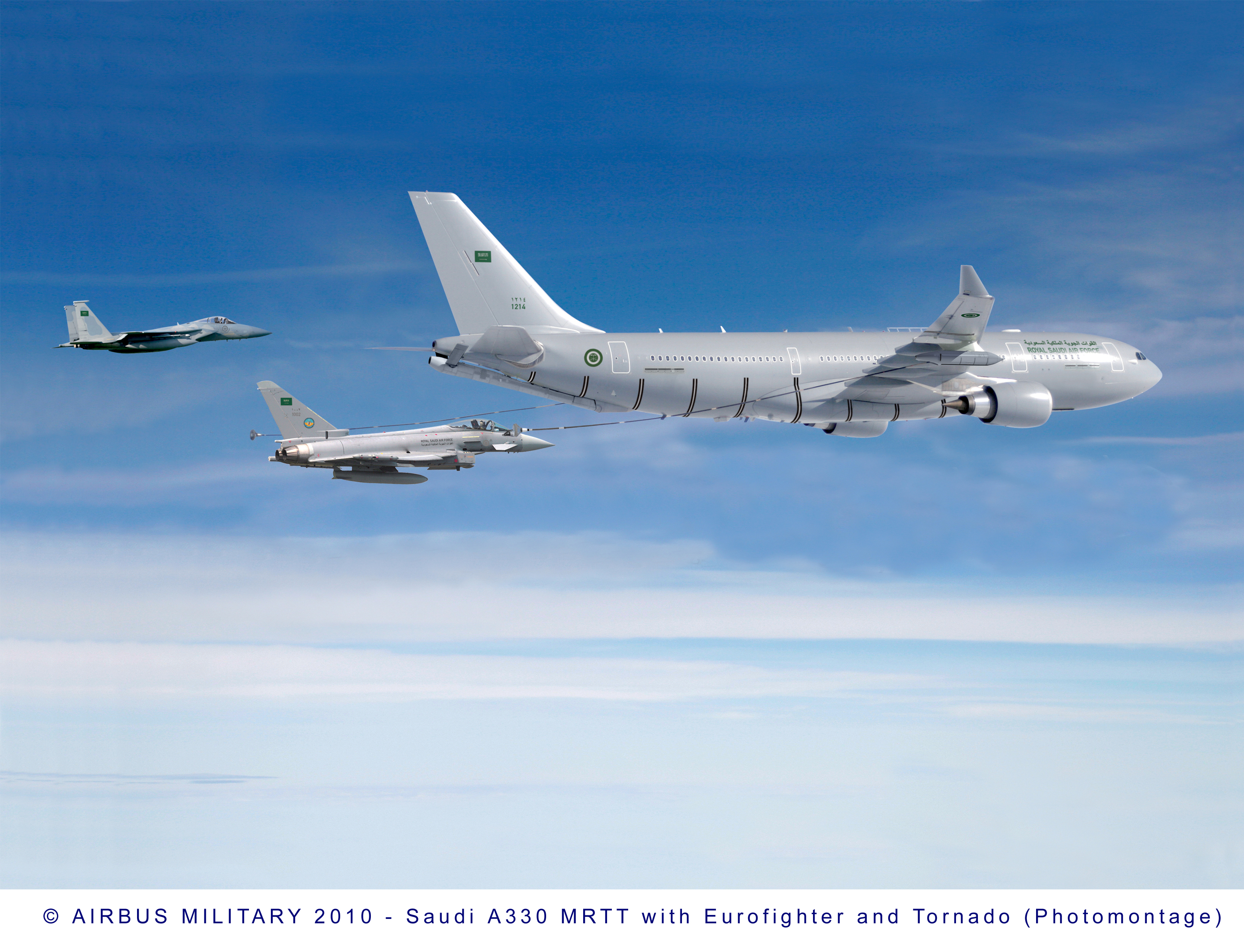 Aeroplans - A330-MRTT avec des Eurofighters et des Tornados en Arabie Saoudite (Credits Airbus Military)