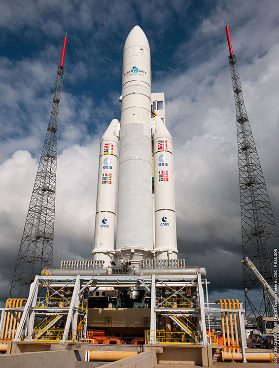 Aeroplans - Ariane 5 sur son pas de tir  crédits Arianespace