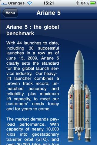 Aeroplans - Application Arianespace pour iPhone