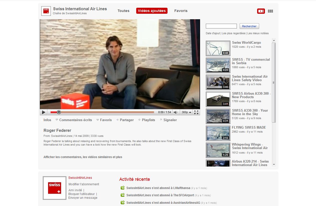 Aeroplans - Chaine You Tube SWISS